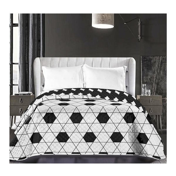 Črno-belo obojestransko pregrinjalo za posteljo iz mikrovlaken DecoKing Hypnosis Harmony, 240 x 260 cm