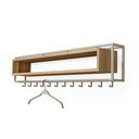 Stenski obešalnik iz masivnega hrasta v naravni barvi/sivorjav s polico 118 cm School – Spinder Design