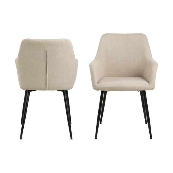 Bež oblazinjeni jedilni stoli v kompletu z nasloni za roke 2 ks Lizzy – Actona-image-2