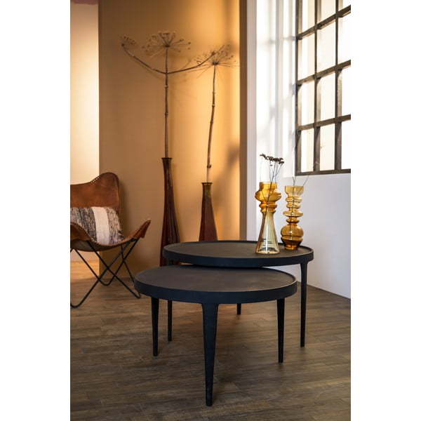 Črne okrogle mizice v kompletu 2 ks ø 75 cm Tobias – Light & Living-image-3