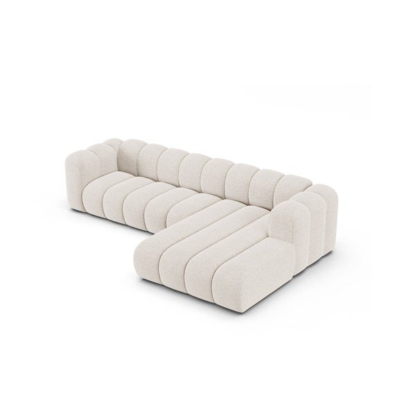 Kremno bela kotna sedežna garnitura iz šenilje (desni kot/z ležalnikom) Lupine – Micadoni -image-2