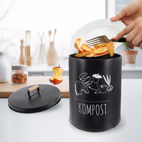 Črn koš za biološke odpadke 8 l BLACK – Orion-image-1