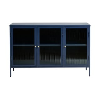 Modra kovinska vitrina Unique Furniture Bronco, višina 85 cm