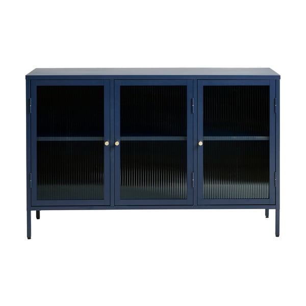 Modra kovinska vitrina Unique Furniture Bronco, višina 85 cm