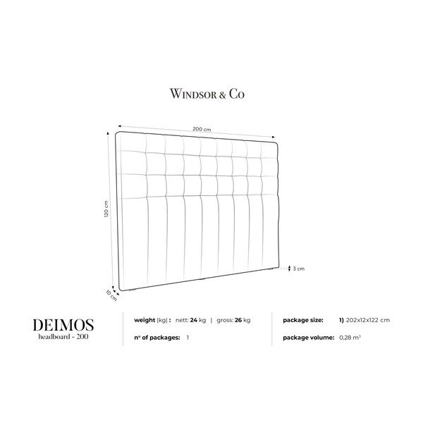 Kremasto vzglavje Windsor & Co Sofas Deimos, 200 x 120 cm-image-3