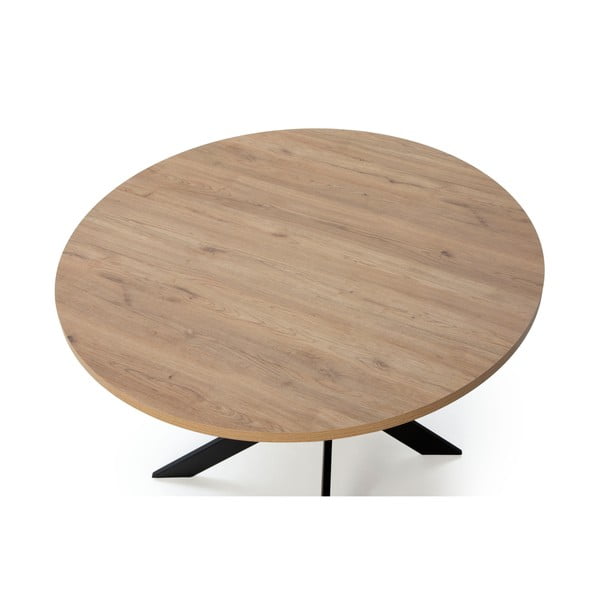 Okrogla jedilna miza z mizno ploščo v hrastovem dekorju 120x120 cm Ther – Marckeric-image-3