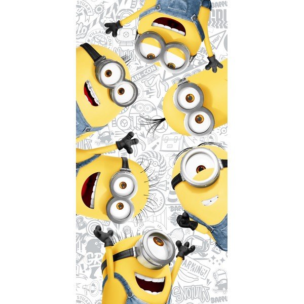 Rumena/bela bombažna otroška brisača 70x140 cm Minions 2 – Jerry Fabrics