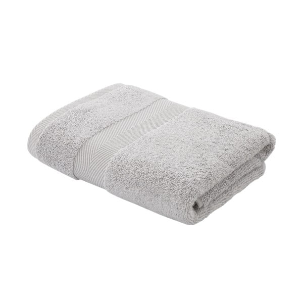 Svetlo siva bombažna brisača z mešanico svile 50x90 cm - Bianca