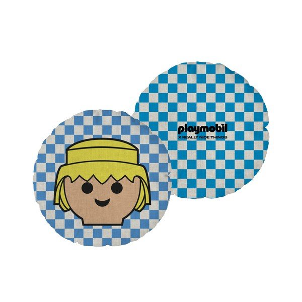 Otroška blazina iz mešanice lana Checkerboard – Playmobil