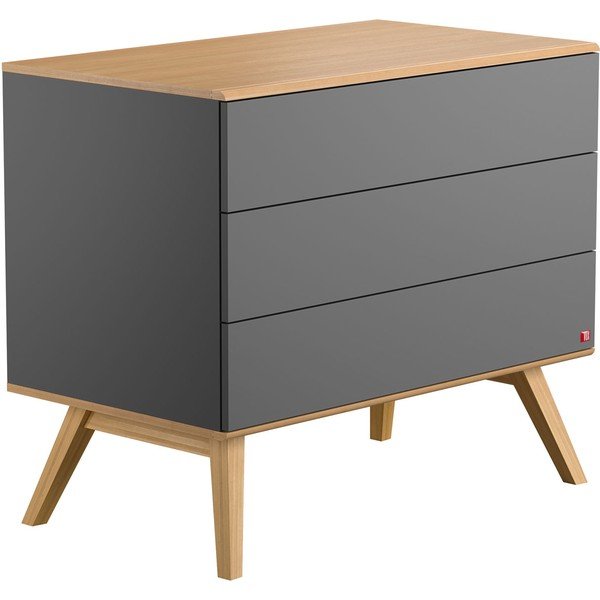 Siva komoda s 3 predali Vox Mitra