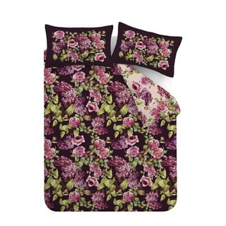Vijolična bombažna posteljnina za zakonsko posteljo 200x200 cm Pia Floral – RHS
