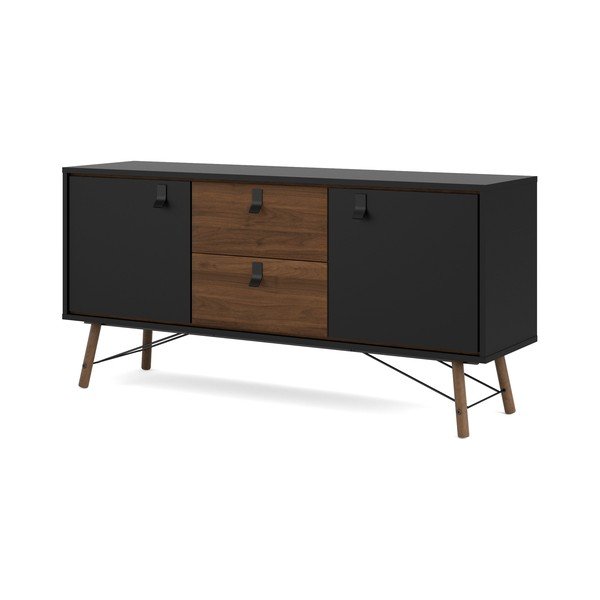 Črna komoda v orehovem dekorju 150x72x40 cm Ry – Tvilum-image-2