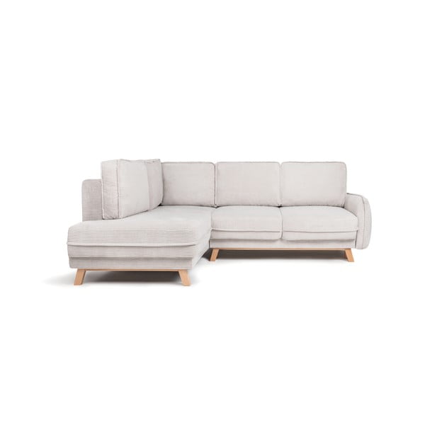 Bež raztegljiva kotna sedežna garnitura iz rebrastega žameta (levi kot) Tori – Bonami Selection