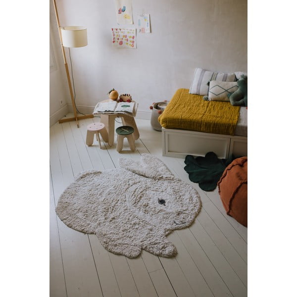 Svetlo siva pralna ročno tkana bombažna otroška preproga 130x135 cm Bunny – Lorena Canals-image-3