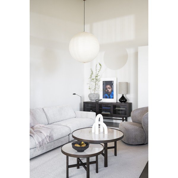 Temno rjava okrogla mizica s keramično ploščo 90x90 cm Marsden – Rowico-image-3