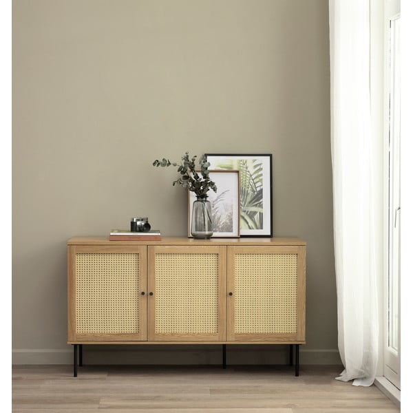 Nizka komoda v hrastovem dekorju 140x80 cm Pensacola – Unique Furniture-image-1