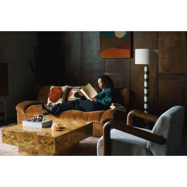 Rjava žametna sedežna garnitura 214 cm Douglas – Dutchbone-image-4