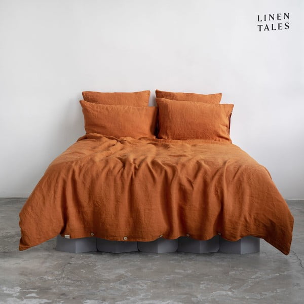 Opečnata lanena posteljnina za zakonsko posteljo 200x200 cm – Linen Tales