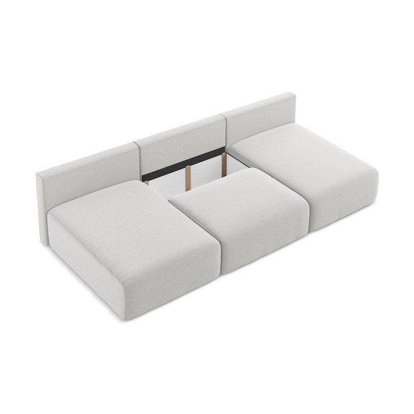 Svetlo siva žametna raztegljiva/s prostorom za shranjevanje kotna sedežna garnitura (v obliki črke "U") Kalena – Makamii-image-4