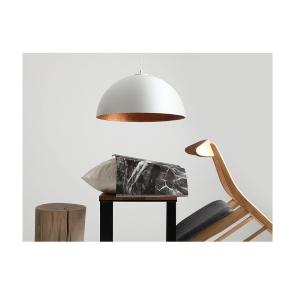 Bela viseča svetilka z detajli v barvi bakra CustomForm Lord, ø 50 cm-image-2