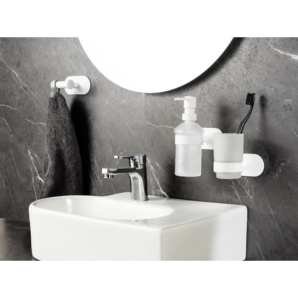 Bel steklen dozirnik za milo z namestitvijo brez vrtanja 200 ml Orea – Wenko-image-2