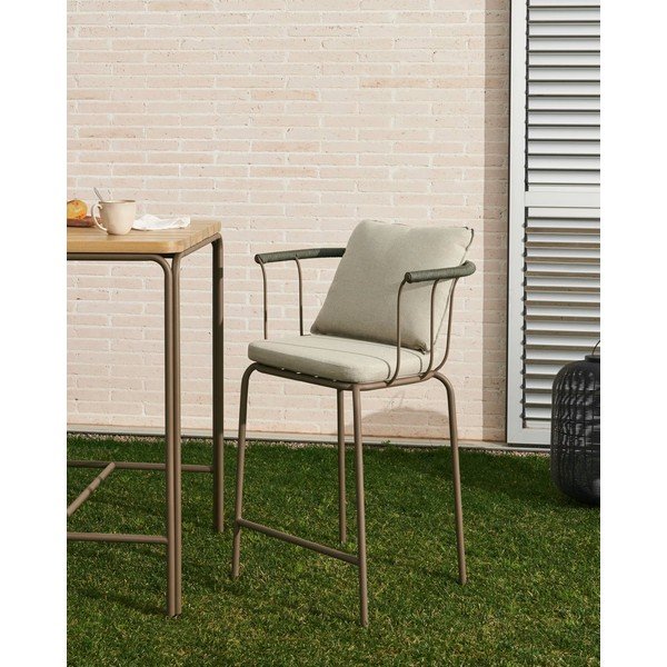 Svetlo zeleni vrtni barski stolček Salguer - Kave Home-image-1