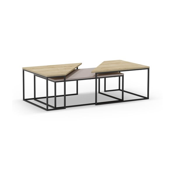 Mizice v kompletu 3 ks z mizno ploščo v hrastovem dekorju 70x110 cm Titan – Marckeric