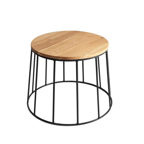 Miza za kavo s črno strukturo in vrhom iz hrastovega lesa Custom Form Memo, ⌀ 50 cm