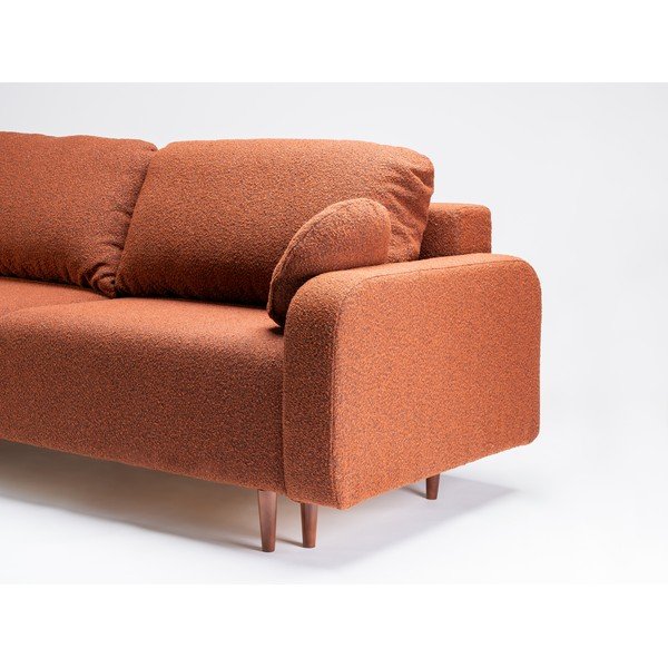 Opečnato oranžna raztegljiva sedežna garnitura iz tkanine bouclé 230 cm Trango – CustomForm-image-3