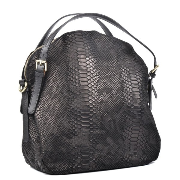 Črna usnjena torbica Carla Ferreri Hobo-image-2