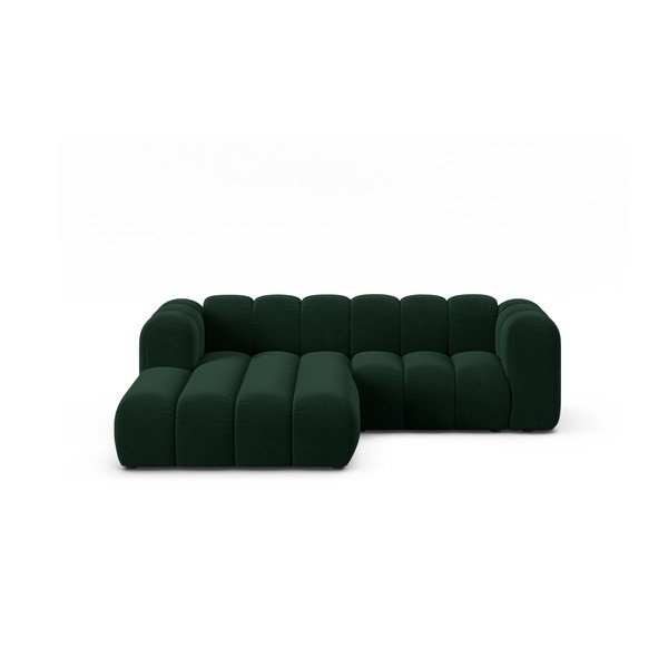 Temno zelena kotna sedežna garnitura (levi kot) Lupine – Micadoni Home