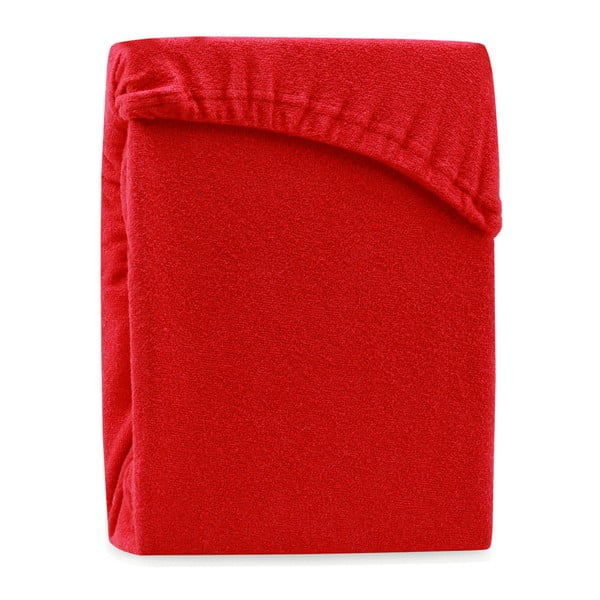 Rdeča elastična rjuha za zakonsko posteljo AmeliaHome Ruby Siesta, 200/220 x 200 cm