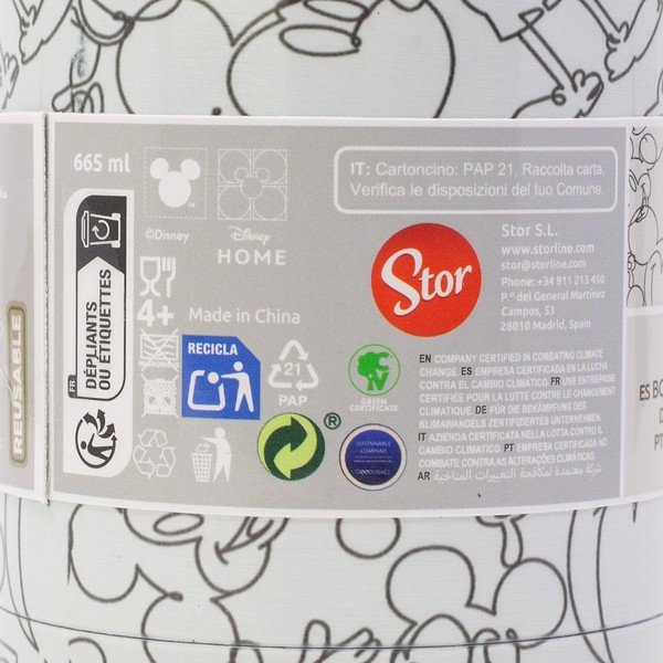 Bela otroška steklenička za vodo iz nerjavečega jekla 665 ml Mickey Mouse – STOR-image-4