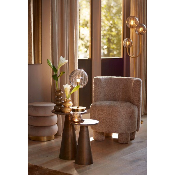 Okrogla stranska mizica z marmorno mizno ploščo ø 29 cm Ynez – Light & Living-image-1