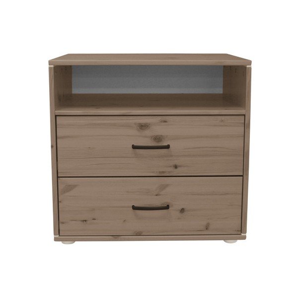 Rjava otroška komoda z 2 predaloma iz borovega lesa Flexa Classic-image-1