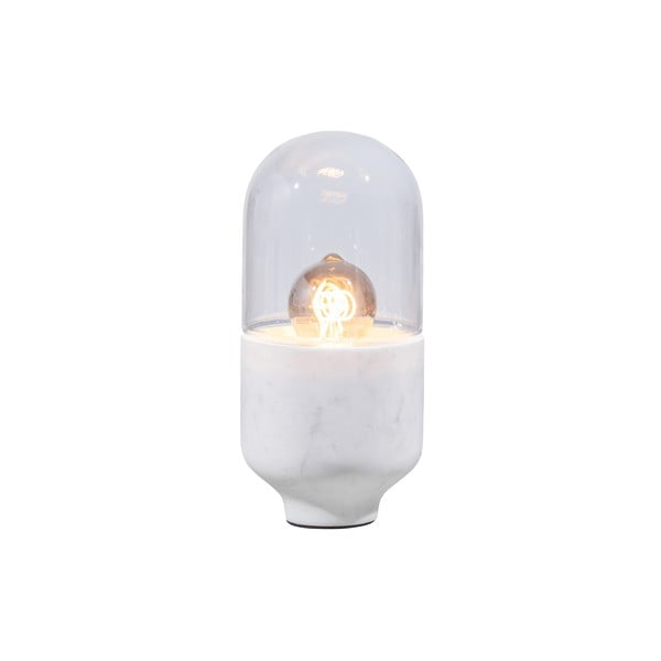 Bela namizna svetilka s steklenim senčnikom (višina 26 cm) Asel – WOOOD