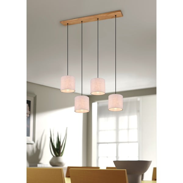 Bež viseča svetilka s tekstilnim senčilom Elmau – Trio-image-2