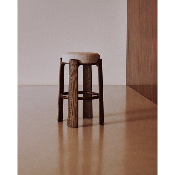 Barski stol iz masivnega jesena v bež in temni naravni barvi (višina sedeža 75 cm) Granite – Kave Home-image-4