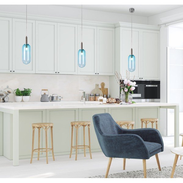 Modra LED viseča svetilka s steklenim senčilom ø 13 cm Fiuggi – Candellux Lighting-image-3