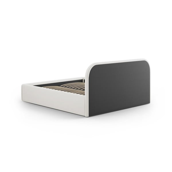 Bež oblazinjena zakonska postelja s prostorom za shranjevanje z letvenim dnom 140x200 cm Juno – Windsor & Co Sofas-image-4