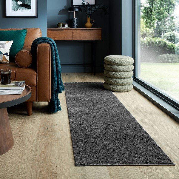 Temno siv tekač iz recikliranih vlaken 60x230 cm Sheen – Flair Rugs-image-1