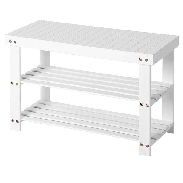 Bela bambusova polica za 6 parov čevljev Songmics, širina 70 cm-image-2