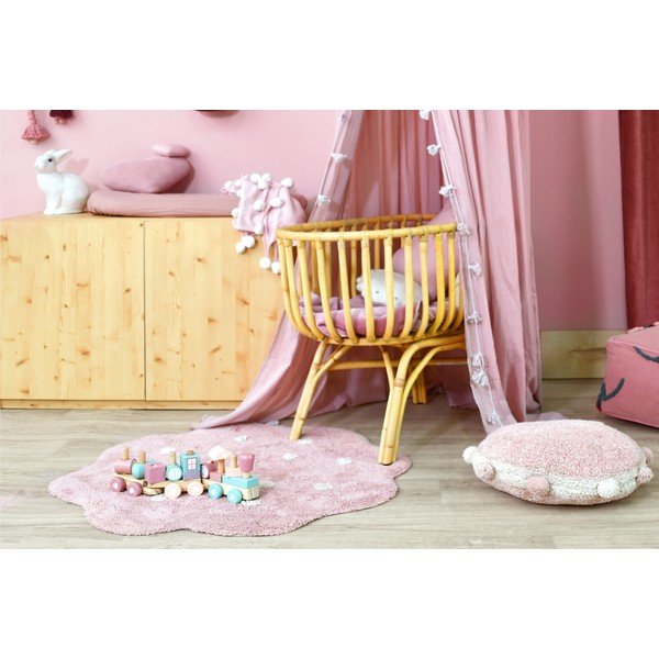 Rožnata pralna ročno tkana bombažna otroška preproga ø90 cm Mini Biscuit Vintage Nude – Lorena Canals-image-4