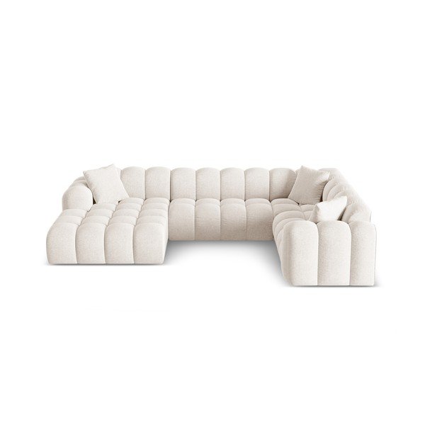 Kremno bela kotna sedežna garnitura iz šenilje (desni kot/v obliki črke "U") Treno – Cosmopolitan Design