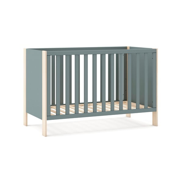 Otroška posteljica 60x120 cm v naravni barvi/prašno zelena Esteban – Marckeric-image-3