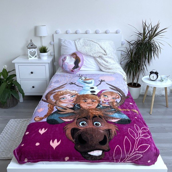 Vijolična otroška odeja iz mikropliša 100x150 cm Frozen Family – Jerry Fabrics-image-2