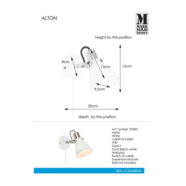 Bela stenska svetilka Markslöjd Alton-image-1
