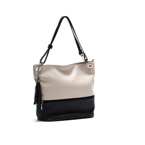 Usnjena torbica Anna Luchini 1104 Beige Nero-image-2