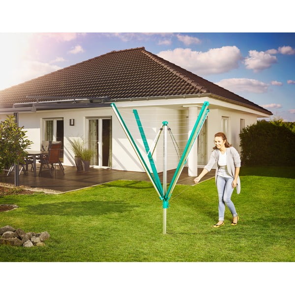 Vrtno stojalo za sušenje perila v srebrni barvi 60 m Linomatic 600 Deluxe Cover – LEIFHEIT-image-1