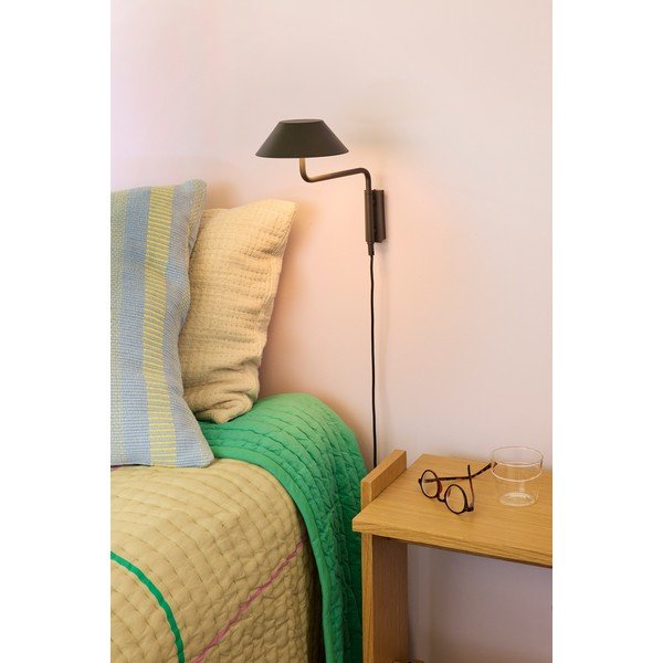 Črna kovinska LED zatemnitvena stenska svetilka z vtikačem ø 30 cm Cover – Hübsch-image-1
